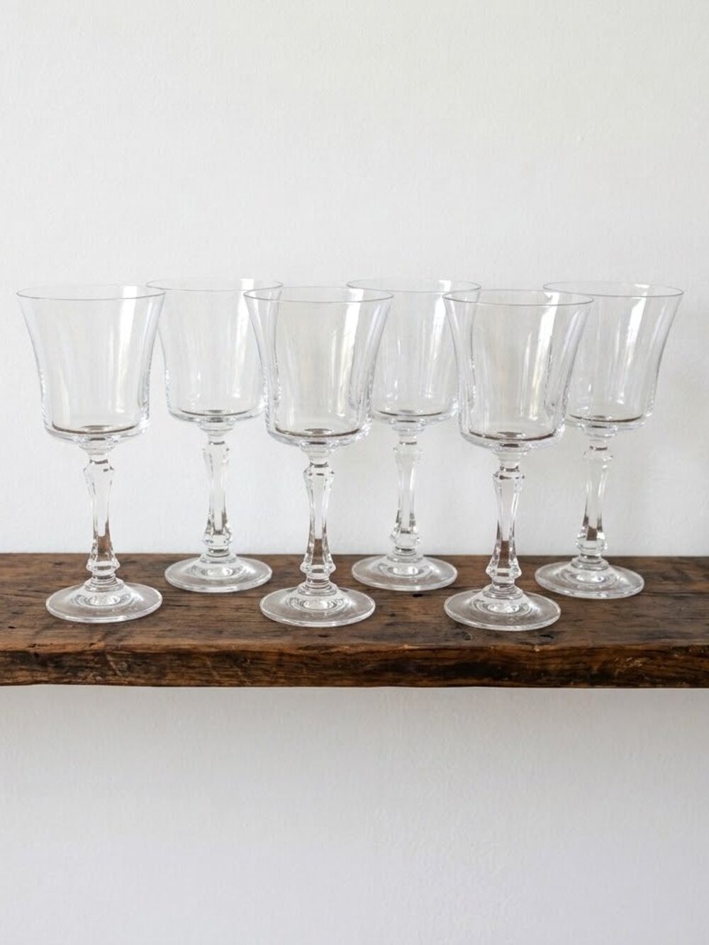 Set of 6 Vintage Crystal Wine Glasses Westerly Towle Barware Goblets Diamond